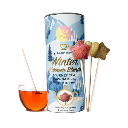 A gifts for tea lovers, 6 assorted tasty Winter Warmer blends of Tea-pop.