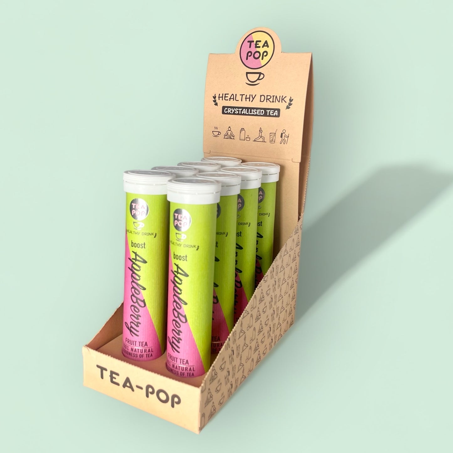 Appleberry Tea-Pop | Fruity Herbal Blend | Caffeine-Free | 8 Tube Case