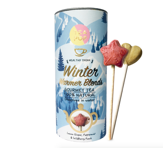 Cozy Winter Tea-Pop Collection: WildBerry, Peppermint, Lemon Ginger - 6 Sticks