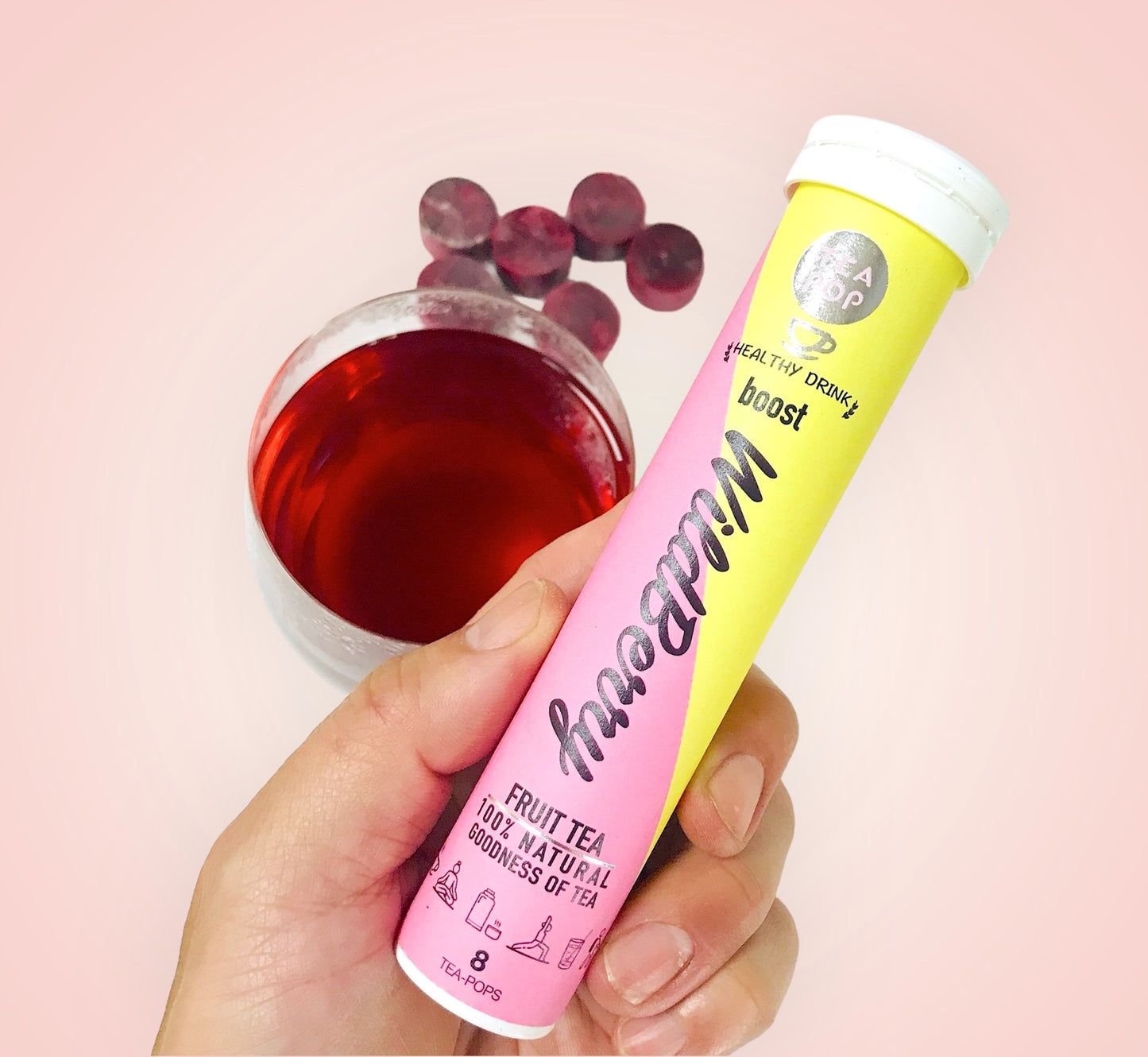 WildBerry Punch Tea-Pops, 100% Natural Crystallised Tea, Dissolves In Water