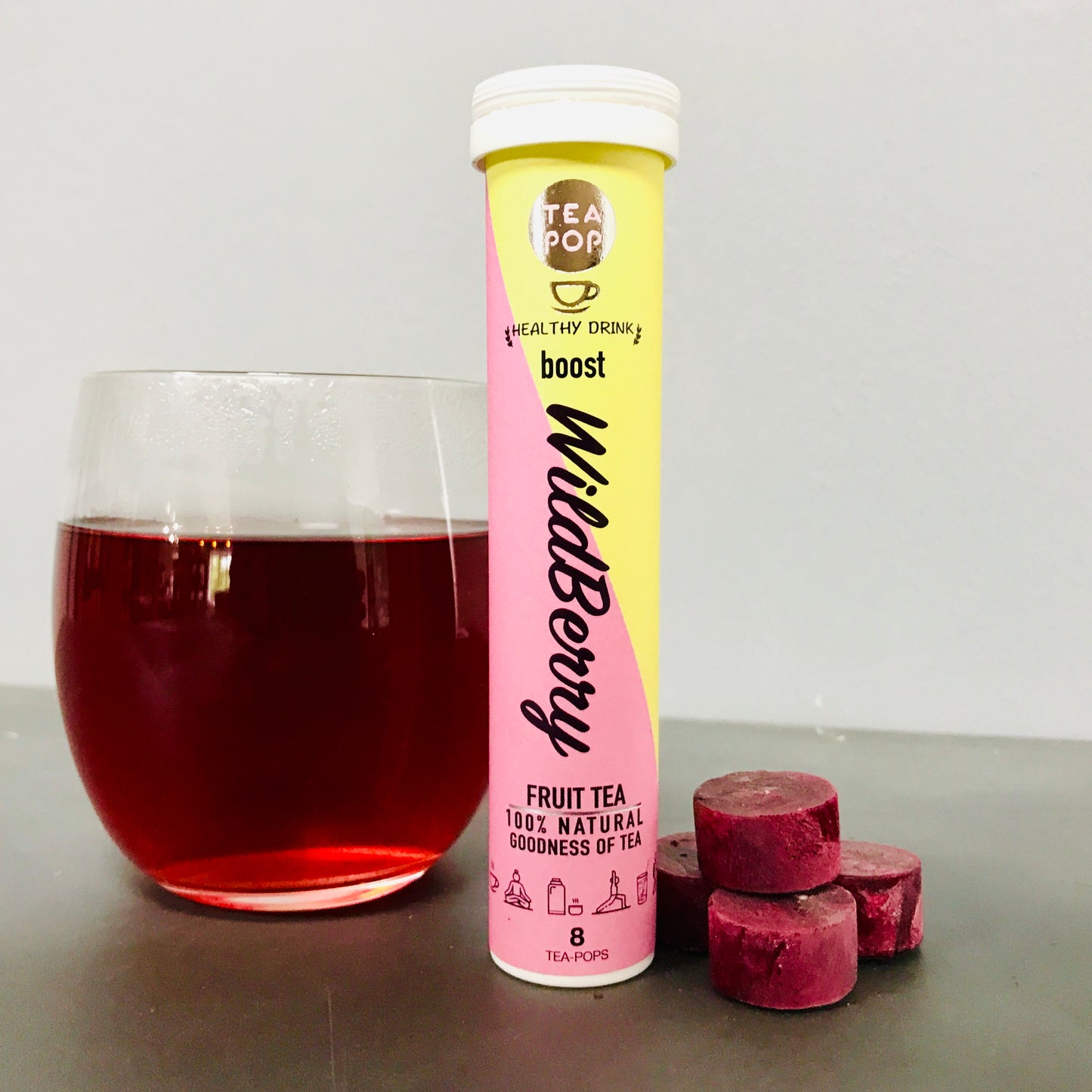 WildBerry Punch Tea-Pops, 100% Natural Crystallised Tea, Dissolves In Water