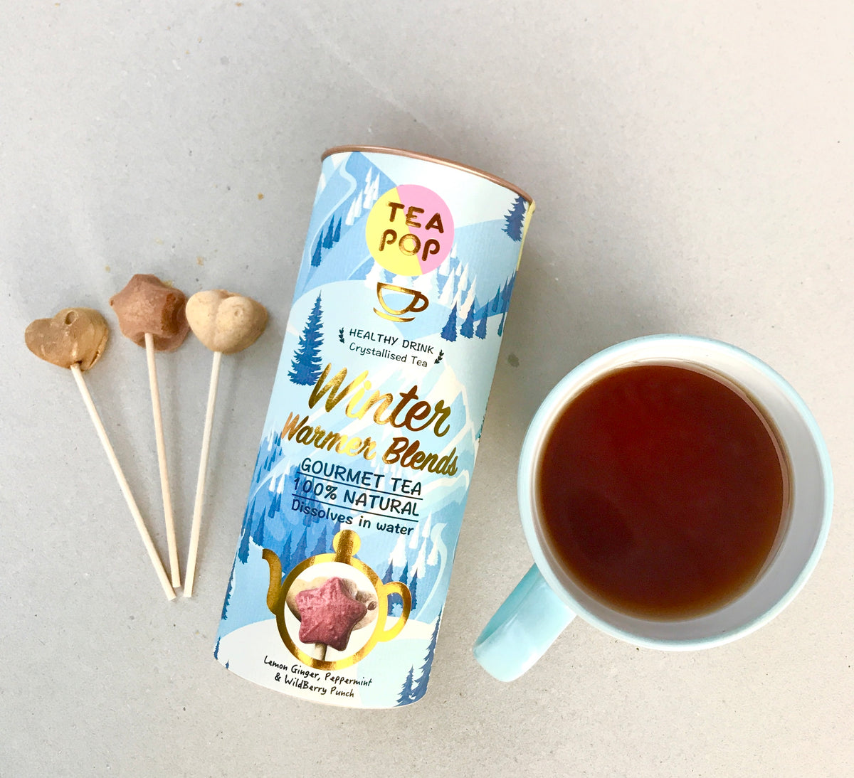 Cozy Winter Tea-Pop Collection: WildBerry, Peppermint, Lemon Ginger ...